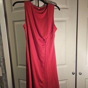Classic Sleeveless Twist-Detail Midi Dress in Red 2XL
